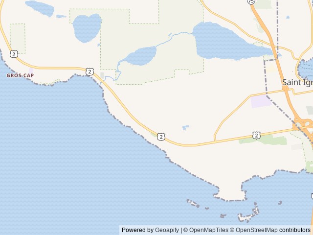 Map of Lakeshore RV Campground location at Saint Ignace, MI, United States