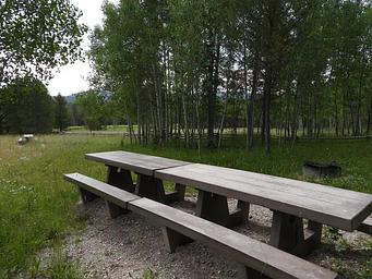 Concrete tables throughout campground