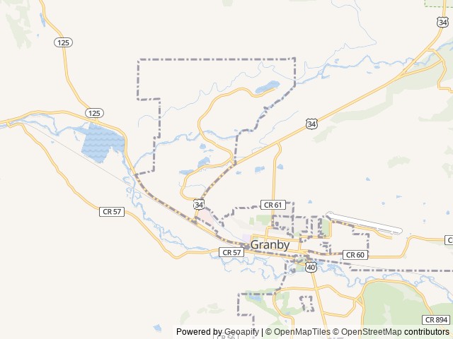 Map of Sun Outdoors Rocky Mountains location at Granby, CO, United States