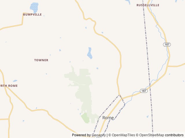 Map of Pine Cradle Lake Family Campground location at Rome, PA, United States