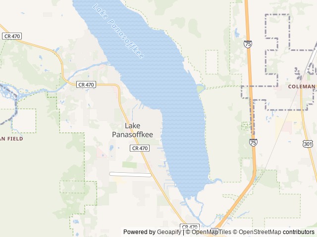 Map of Lake Panasoffkee RV and Campground location at Lake Panasoffkee, FL, United States