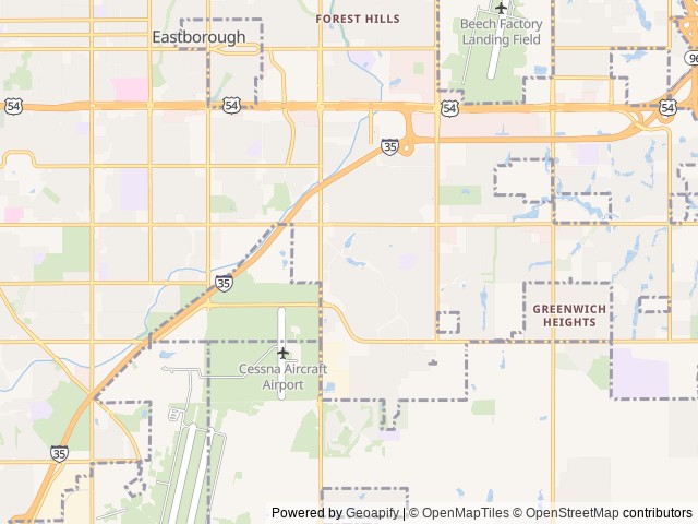 Map for 2022 Keystone RV Bullet 330BHS, two-room, two a/c, 1.5 bath near Wichita, KS