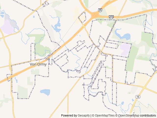 Map of Hidden Valley RV Park location at Somerset, TX, United States