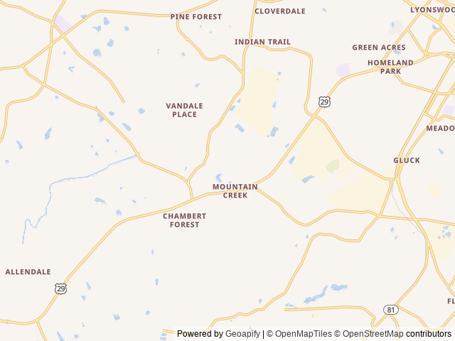 Map of Singing Pines location at Starr, SC, United States