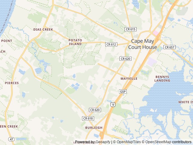 Map of Shellbay Family Camping Resort location at Cape May Court House, NJ, United States