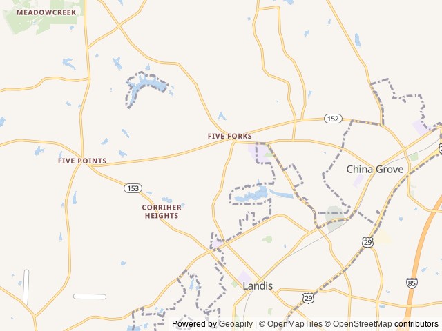 Map of Cherry Treesort location at China Grove, NC, United States