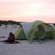 A tent pitched on the sand