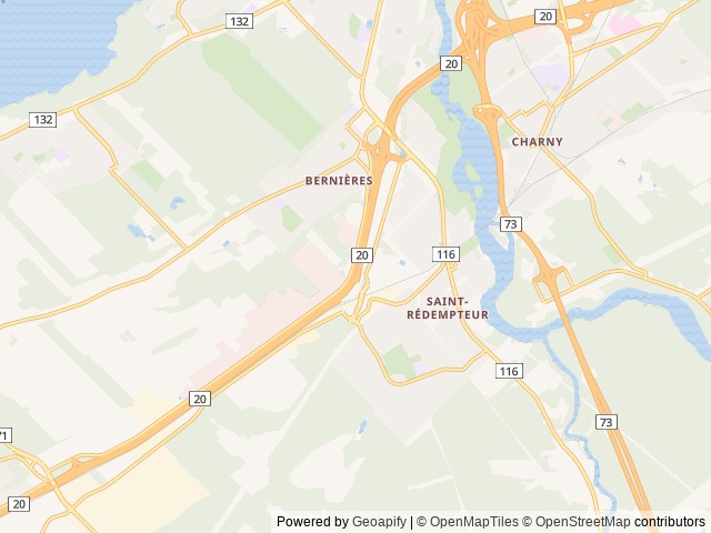 Map of Quebec City KOA Holiday location at St Nicolas, QC, Canada