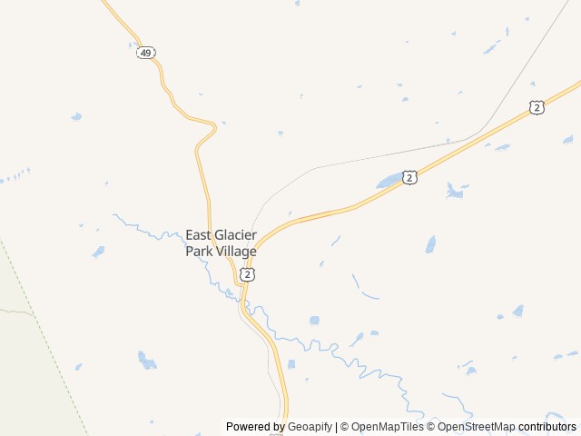 Map of Casey's RV Park and Campground location at East Glacier Park, MT, United States