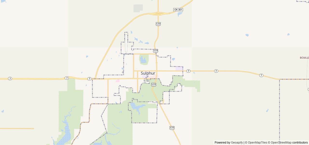 Map of Rock Creek Group Camp (Chickasaw) location at Sulphur, OK, United States