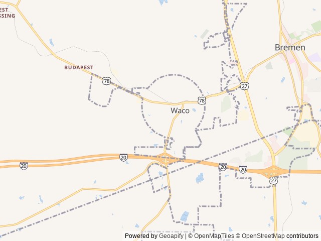 Map of Yogi Bear's Jellystone Park™ Camp-Resort: West Georgia location at Bremen, GA, United States