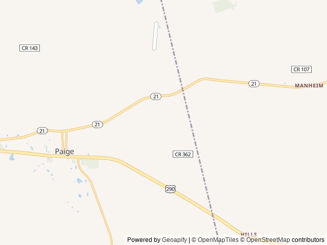 Map of Serana location at Paige, TX, United States