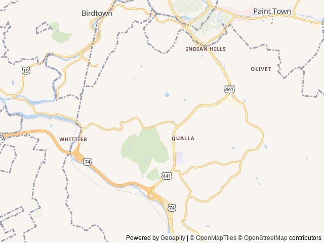 Map of Fort Wilderness RV Park & Campground location at Whittier, NC, United States