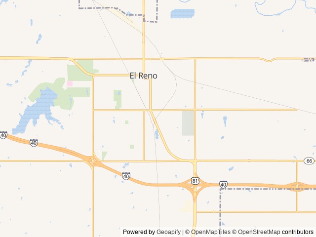 Map of 66 Country RV Park location at El Reno, OK, United States