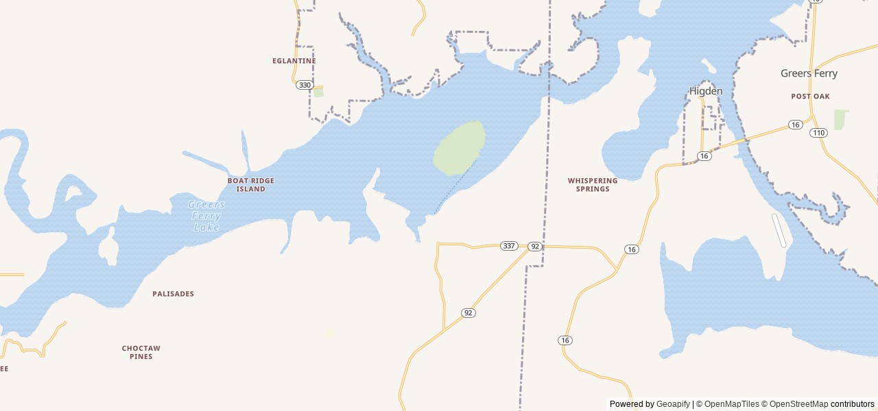 Map of Sugar Loaf location at Higden, AR, United States