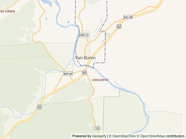 Map of Stay Current River location at Van Buren, MO, United States