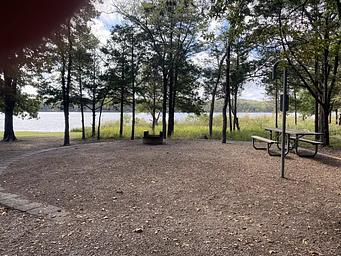 lakeside campsite in Buckhorn Campground at Chickasaw National Recreation Area
