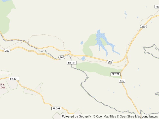 Map of Sinkhole Campground location at Overgaard, AZ, United States