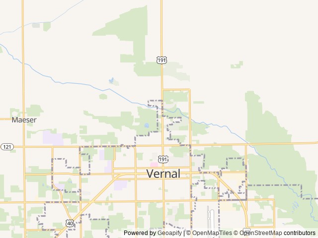 Map of Vernal / Dinosaurland KOA Holiday location at Vernal, UT, United States
