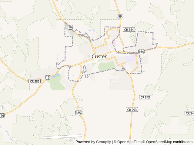 Map of Nomad VanCamp & RV Park location at Custer, SD, United States