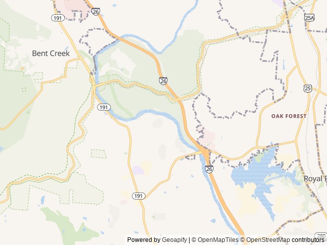 Map of Ashevile River Cabins location at Arden, NC, United States