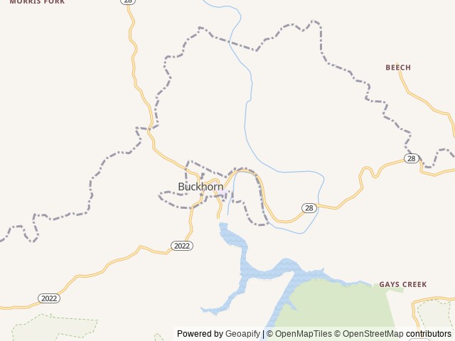 Map of Buckhorn Campground location at Buckhorn, KY, United States
