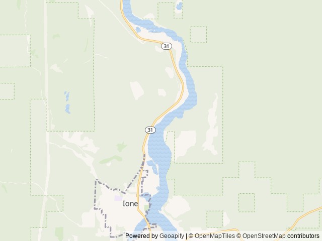 Map of Edgewater Campground location at Ione, WA, United States