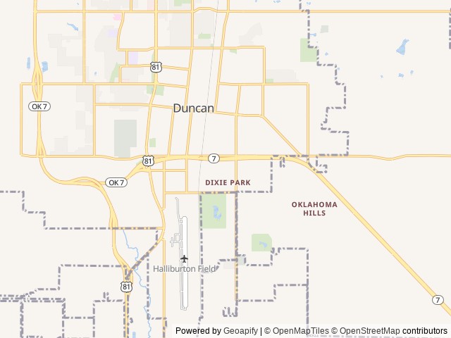 Map of Douglas Park location at Duncan, OK, United States