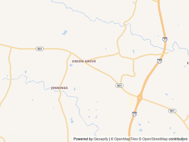 Map of Blake Farms Family RV Resort location at Union Grove, NC, United States