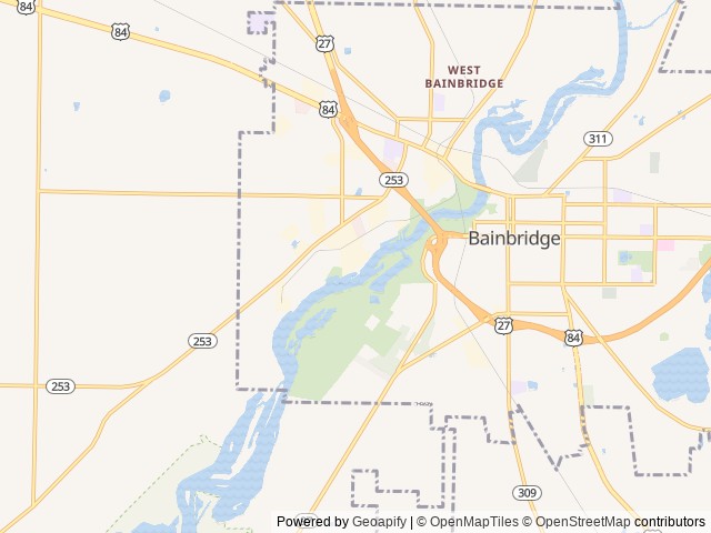 Map of Bainbridge Riverview Campground location at Bainbridge, GA, United States