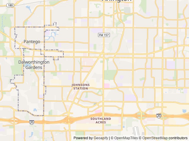 Map of Dallas / Arlington KOA Holiday location at Arlington, TX, United States