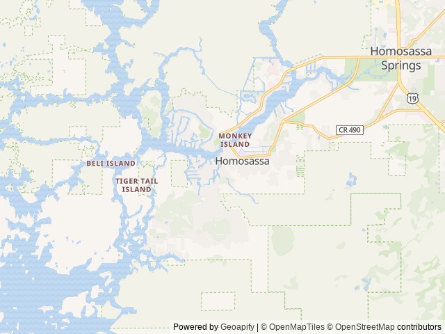 Map of Camp N Water Campground location at Homosassa, FL, United States