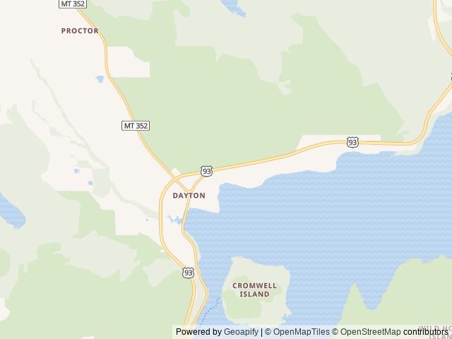 Map of Flathead Lake RV Park location at Dayton, MT, United States
