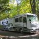 RV parked in the woods