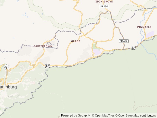 Map of Dudley Creek RV Resort location at Gatlinburg, TN, United States