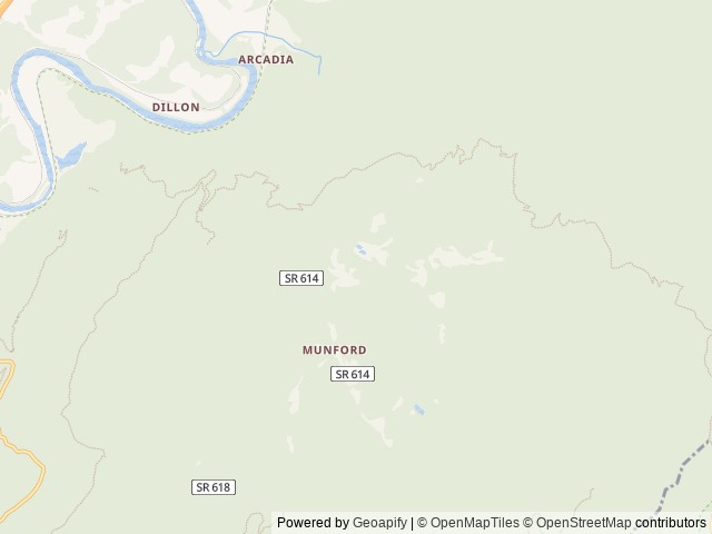 Map of Middle Creek Campground location at Buchanan, VA, United States