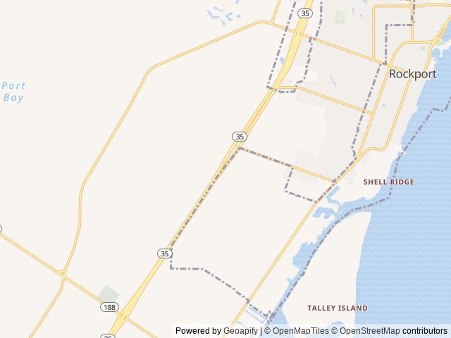 Map of Sleepy Hollow Campground location at Rockport, TX, United States