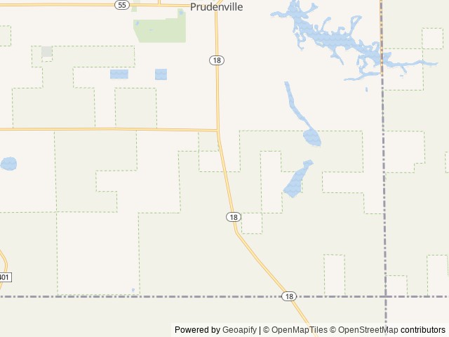 Map of Squatch Pines Family Campground location at Prudenville, MI, United States