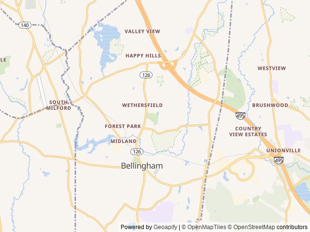Map of Circle CG location at Bellingham, MA, United States