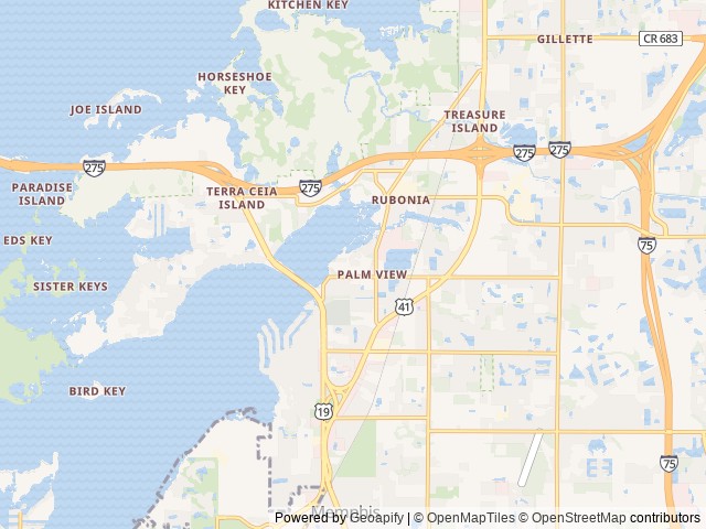 Map of The Tides RV Resort location at Palmetto, FL, United States