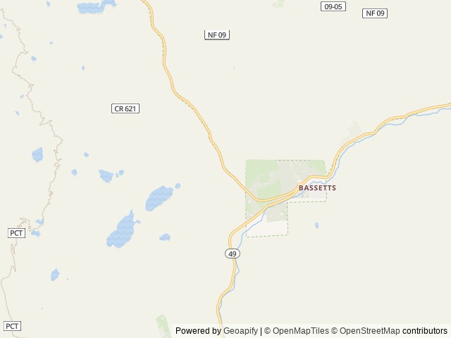 Map of Salmon Creek location at Nevada City, CA, United States