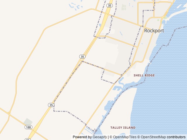 Map of ALLURING OAKS RV PARK location at Rockport, TX, United States