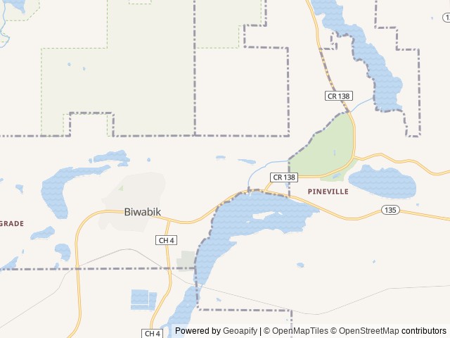 Map of Biwabik's Vermillion Trail Campground location at Biwabik, MN, United States