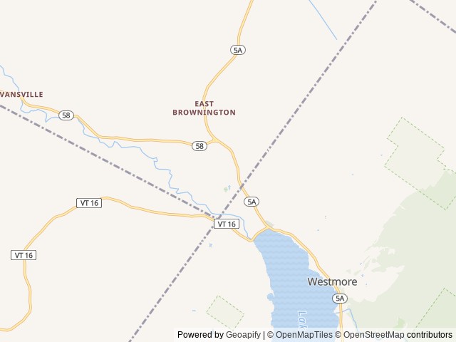 Map of Will-O-Wood Campground location at Brownington, VT, United States