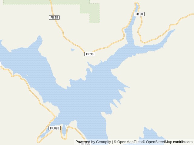 Map of Emery Bay Campground location at Martin City, MT, United States