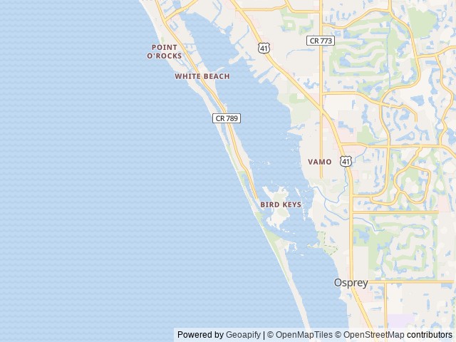 Map of Turtle Beach Campground location at Sarasota, FL, United States