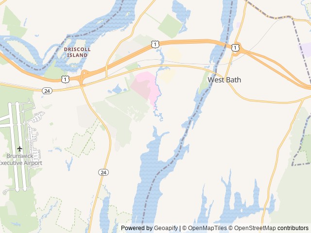 Map of Thomas Point Beach Park & Campground location at Brunswick, ME, United States