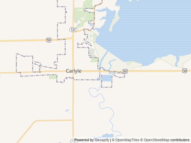 Map of Dam West Spillway location at Carlyle, IL, United States