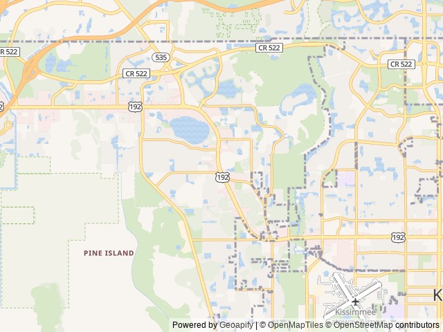 Map of Orlando / Kissimmee KOA Holiday location at Kissimmee, FL, United States