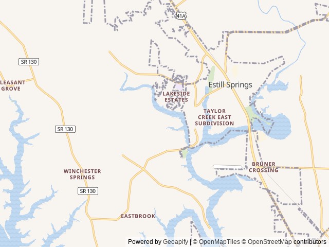 Map for U-Turn near Estill Springs, TN